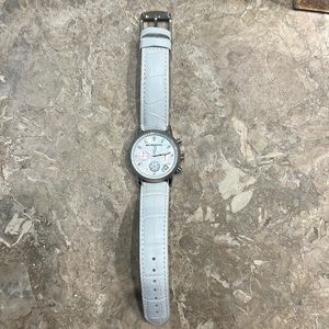 Michael Kors Watch, White Genuine Leather Band. Gently used watch with New Band.
